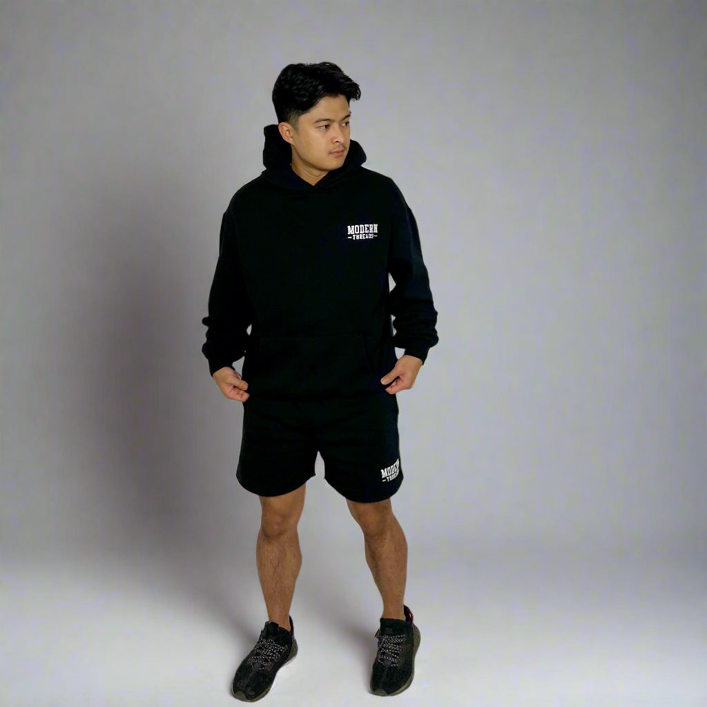 logo hoodie and mesh shorts modern threads