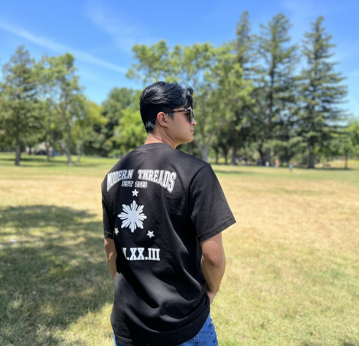 3 stars and a sun tee modern threads black back
