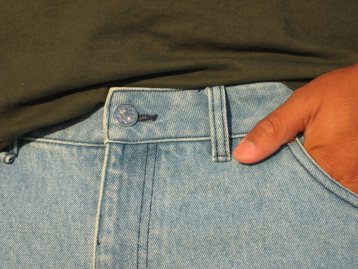 Embroidered Jorts Roots | Organic Cotton Denim Shorts | Modern Threads