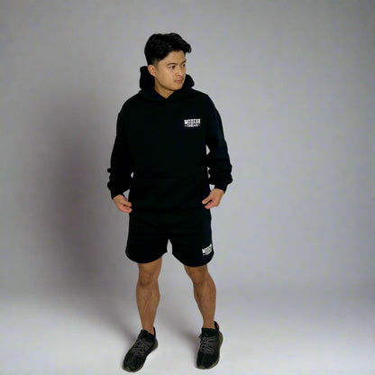logo hoodie and mesh shorts modern threads